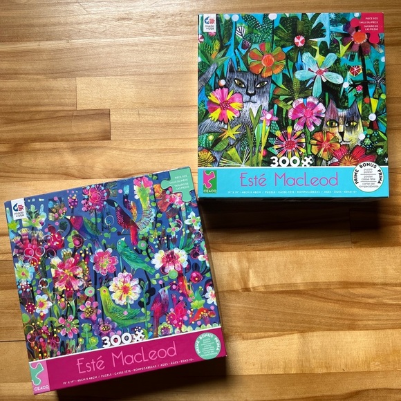 Ceaco Este MacLeod 2 Puzzle Sets Cats Birds Animals Flowers Floral - Picture 1 of 2